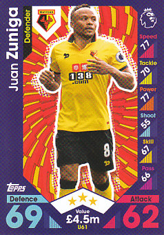 Juan Zuniga Watford 2016/17 Topps Match Attax Extra  #U61